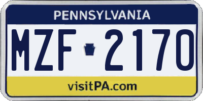 PA license plate MZF2170