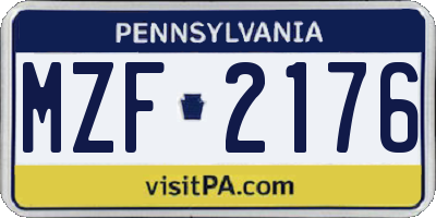 PA license plate MZF2176