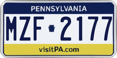 PA license plate MZF2177