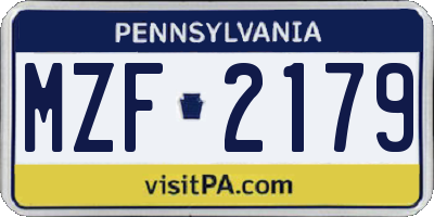 PA license plate MZF2179
