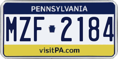 PA license plate MZF2184
