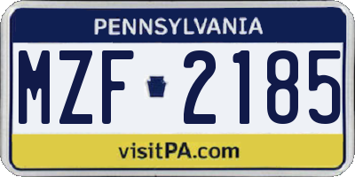 PA license plate MZF2185