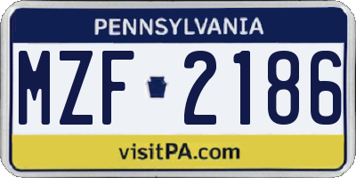 PA license plate MZF2186