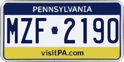 PA license plate MZF2190