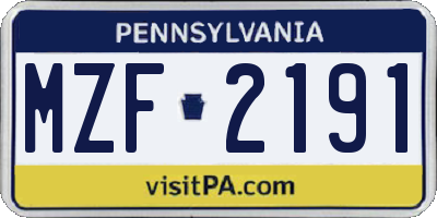 PA license plate MZF2191