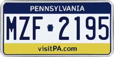 PA license plate MZF2195