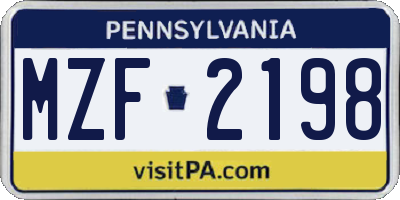 PA license plate MZF2198