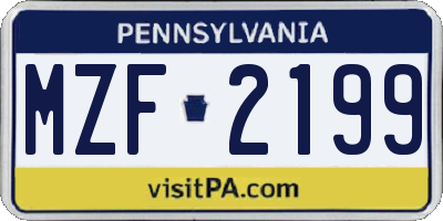 PA license plate MZF2199