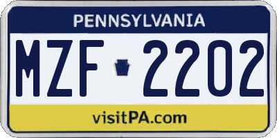 PA license plate MZF2202