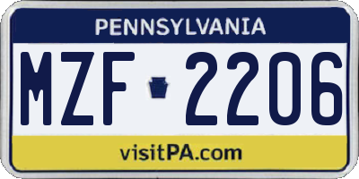 PA license plate MZF2206