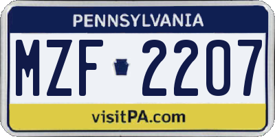 PA license plate MZF2207