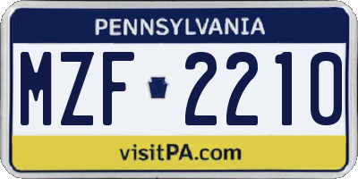 PA license plate MZF2210