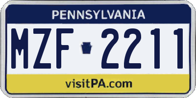 PA license plate MZF2211