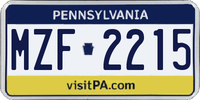 PA license plate MZF2215
