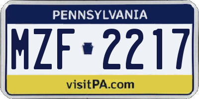 PA license plate MZF2217