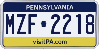 PA license plate MZF2218