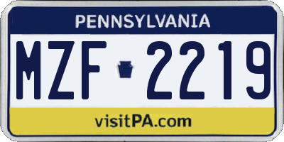 PA license plate MZF2219