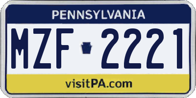 PA license plate MZF2221