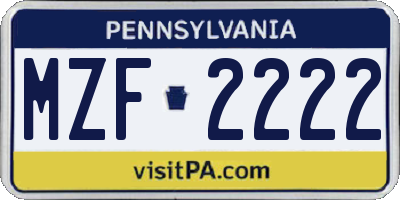 PA license plate MZF2222