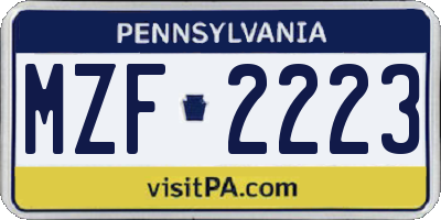 PA license plate MZF2223