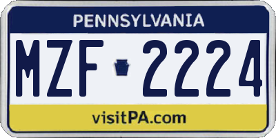 PA license plate MZF2224