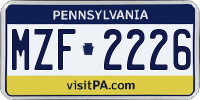 PA license plate MZF2226