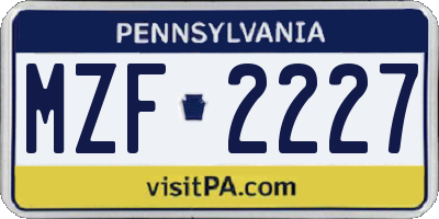 PA license plate MZF2227