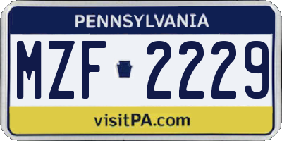PA license plate MZF2229