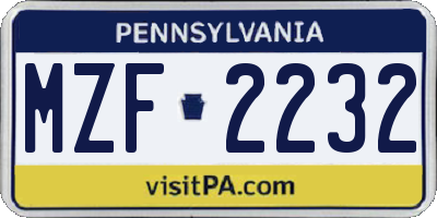 PA license plate MZF2232