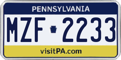 PA license plate MZF2233