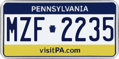PA license plate MZF2235