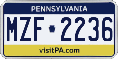 PA license plate MZF2236