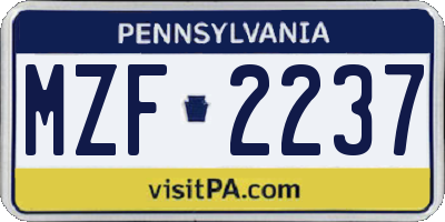 PA license plate MZF2237