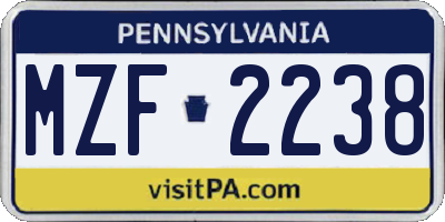 PA license plate MZF2238