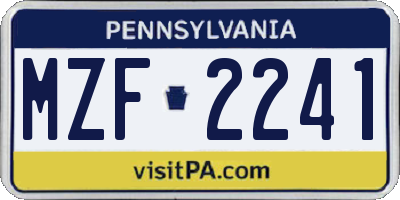 PA license plate MZF2241