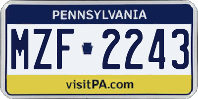 PA license plate MZF2243