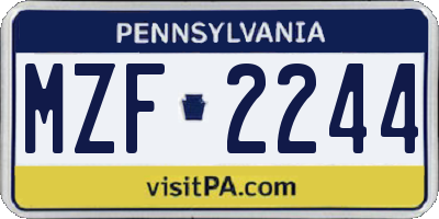 PA license plate MZF2244