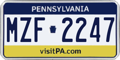 PA license plate MZF2247