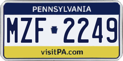 PA license plate MZF2249