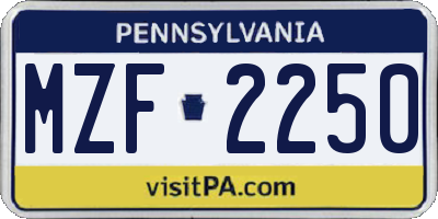 PA license plate MZF2250