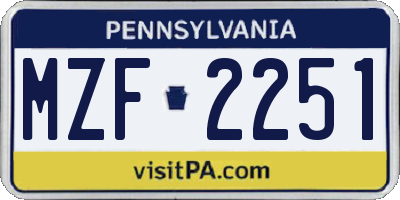 PA license plate MZF2251