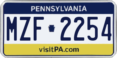 PA license plate MZF2254