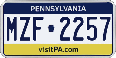 PA license plate MZF2257