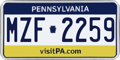 PA license plate MZF2259