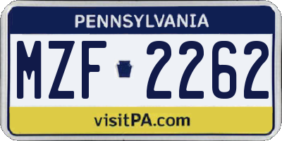 PA license plate MZF2262
