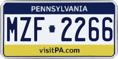 PA license plate MZF2266