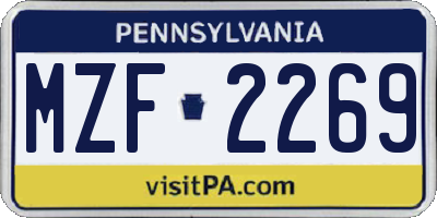 PA license plate MZF2269
