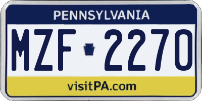 PA license plate MZF2270