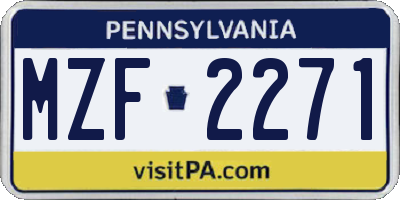 PA license plate MZF2271