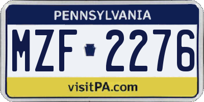 PA license plate MZF2276